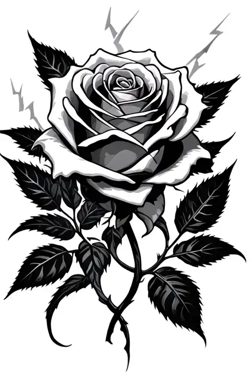 Lightning Lines Through Rose Intertwined