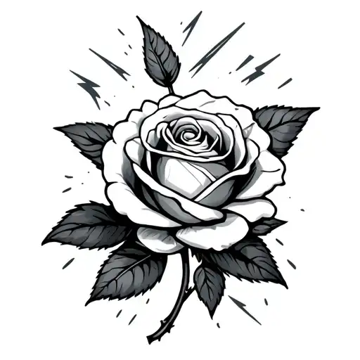 Old Rose With Lightning Bolts Lines Going Through