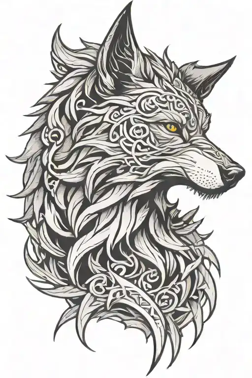Fenrir Head With Runes Open Your Heart