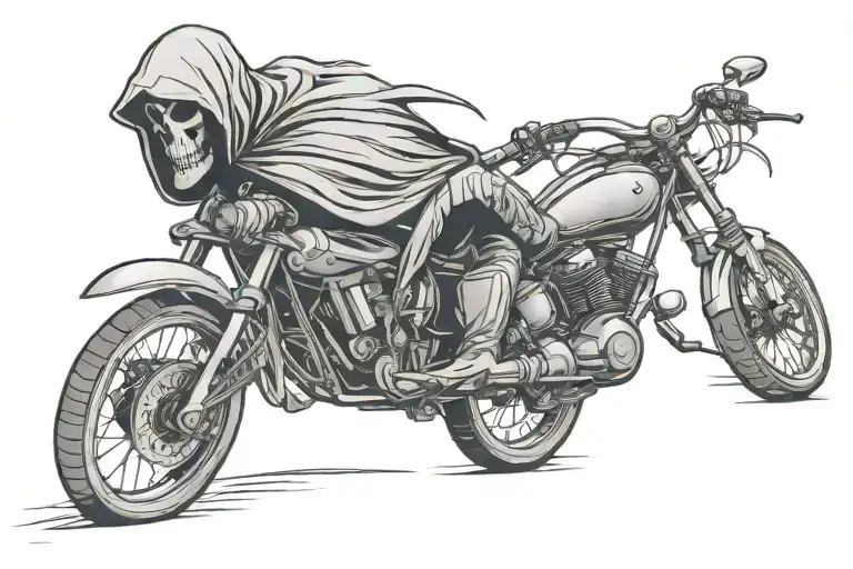 Reaper And Bike Silhouette