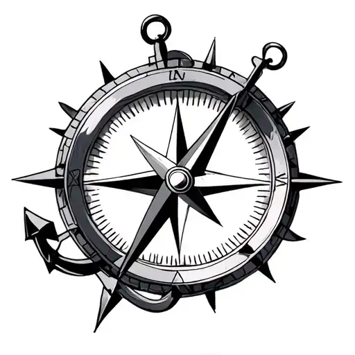 Compass And Anchor With Gemini And Aquaruis