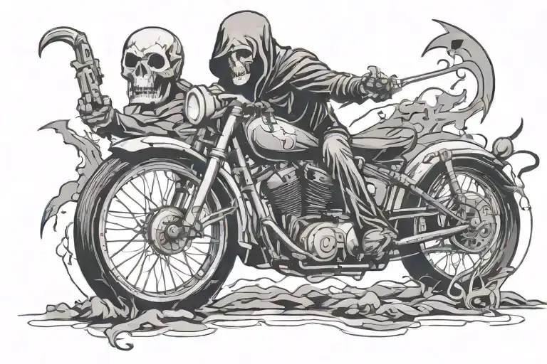 Reaper And Bike Silhouette