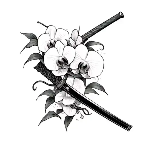 Orchids Wrapped Around Katana Transforming