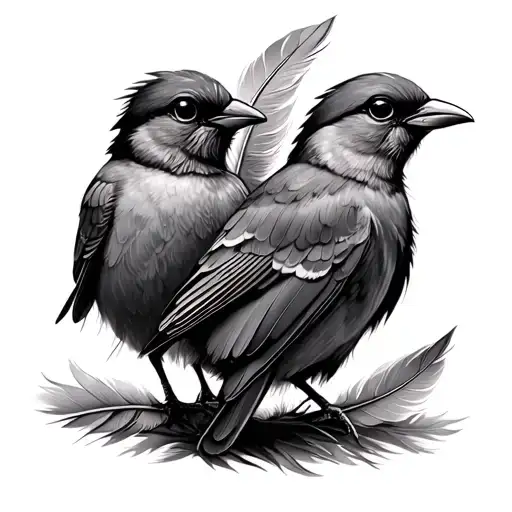 Birds Of A Feather Flock Together Cute Sketch With Feathers