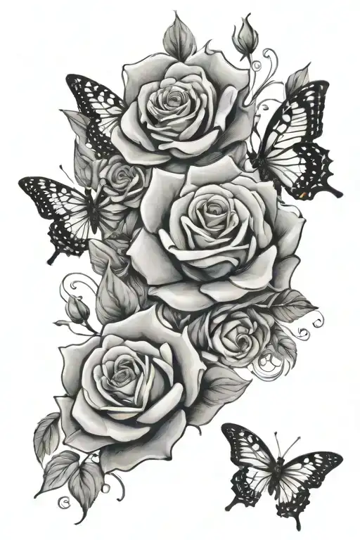 Roses Butterflies Surrounding