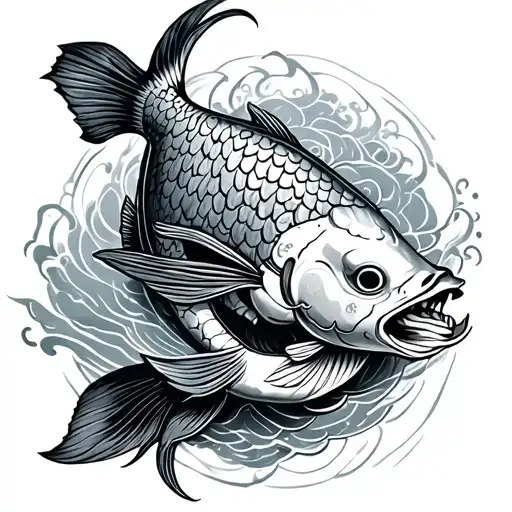 Hanya Mask Eats Koi Fish