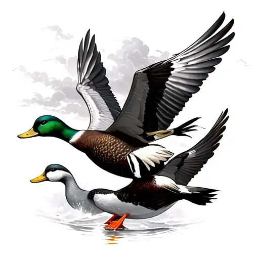 Ducks Flying Under Storm