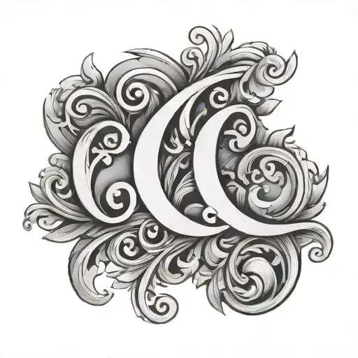 Two Lettres L Mixed With Volutes Style