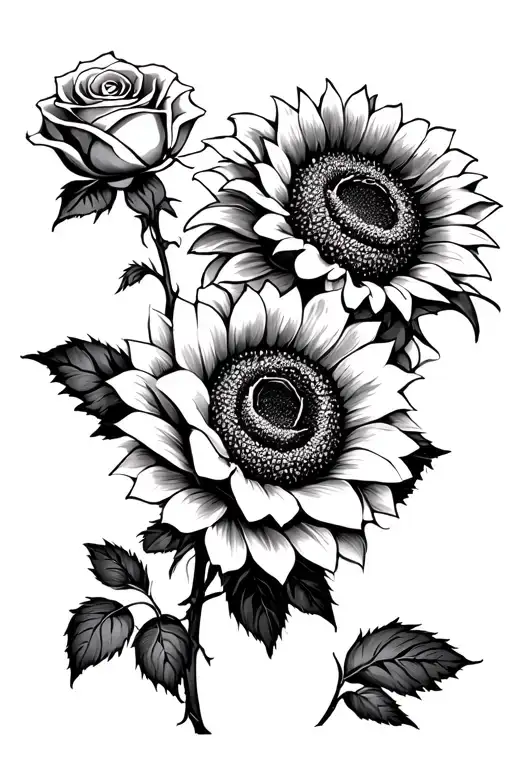 Sunflower And Rosses