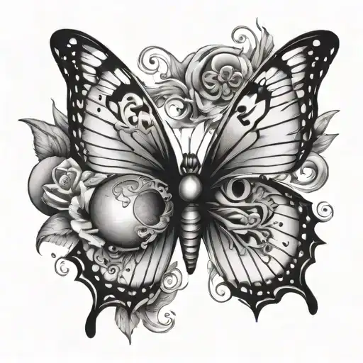 Butterfly With Sun And Moon In The Wings