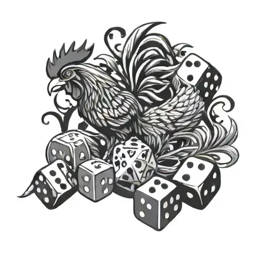Fighting Cock And Dice