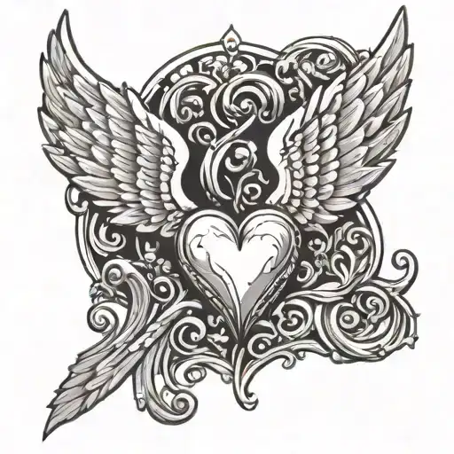 Heart With Angel Wings And 333 Just Above