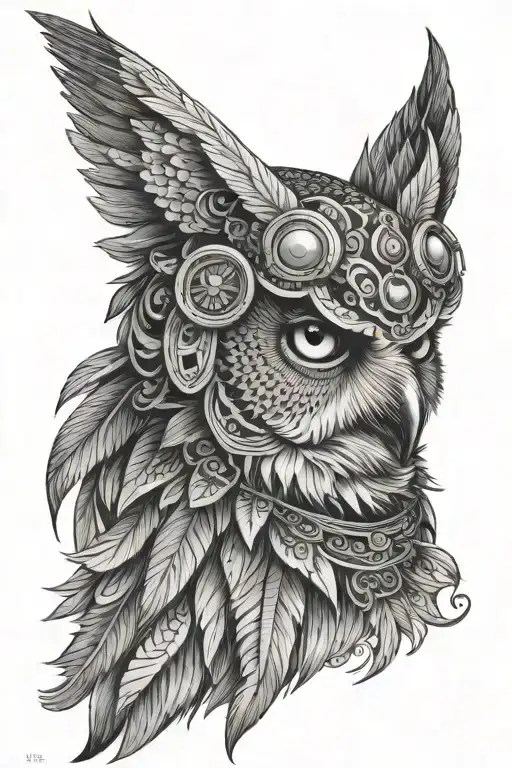 Owl Headress Woman Wearing