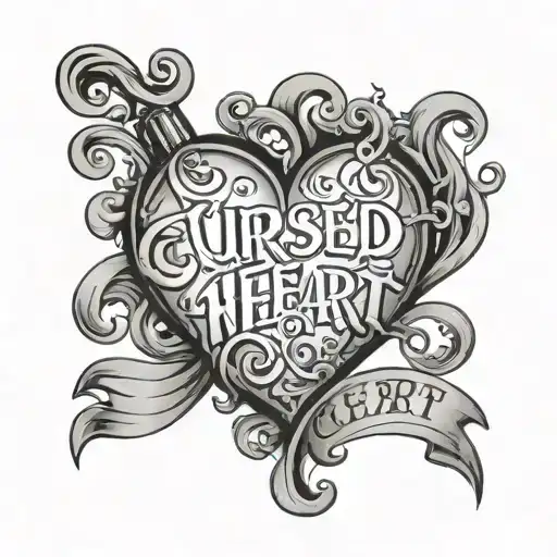 Cursed Heart Lettering Spelling Dj Curly