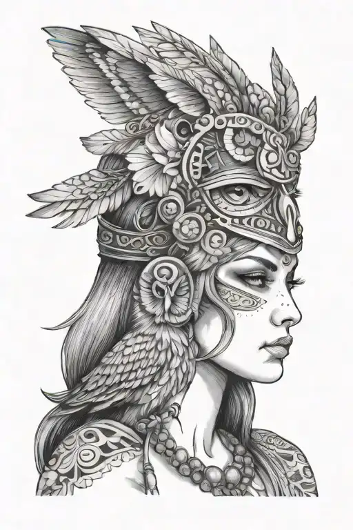 Woman Wearing Owl Headress