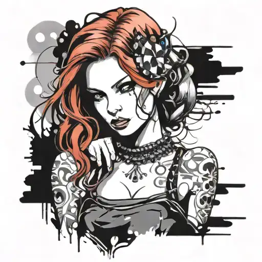 Red Hair Girl Trash Polka Style