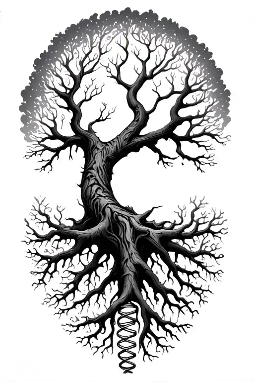 Tree Of Life With Human Dna And Long Roots Spreading