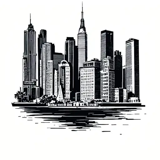 Stamp Minimalist With Chicago Skyline In It