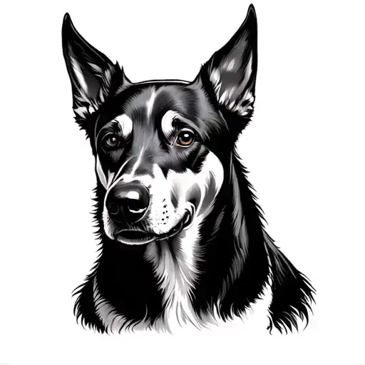 Kelpie Dog Ear Outline