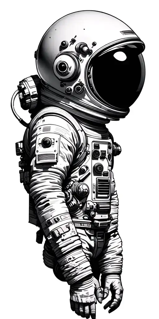 Empty Space Themed Tattoo Without Helmet Or Astronaut