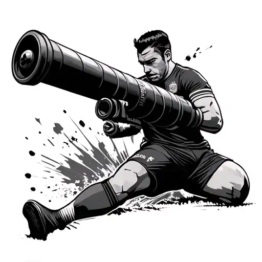 Gunners Cannon Shooting Out A Soccer