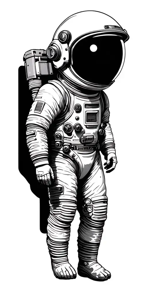 Empty Space Themed Tattoo Without Helmet Or Astronaut