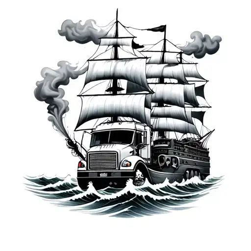 Ship Waves Truck Smoke Skulls