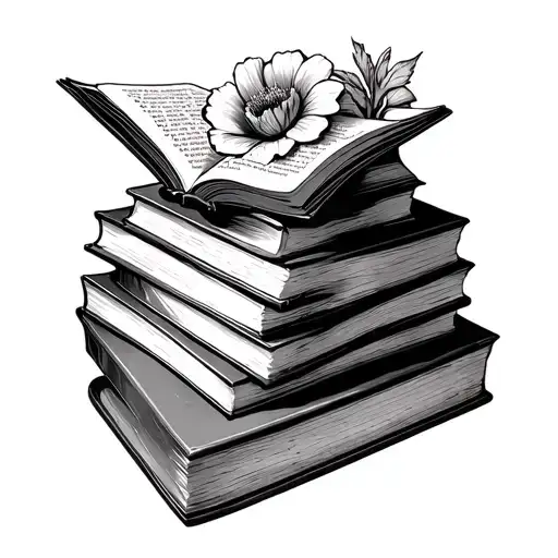 Stack Of Books With Top Book Open And Valaris Coming Out And Flowers Around The Whole Thing