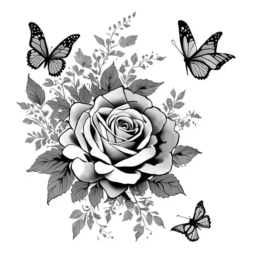 Rip Tattoo Jaida With Roses And Butterflies Flying