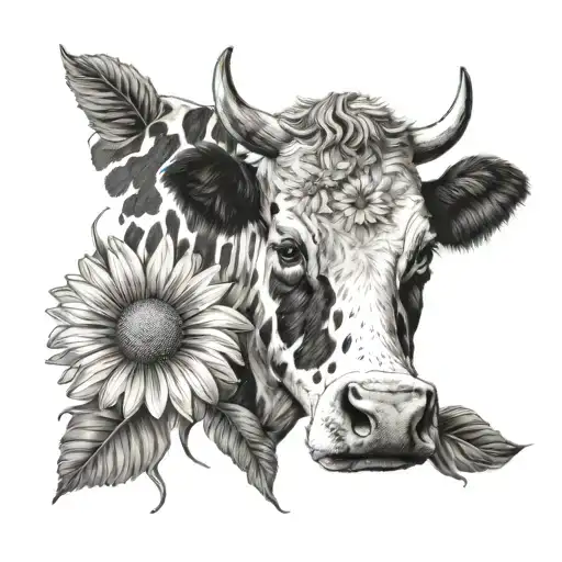 Daisy Flower And Cow Print Inside