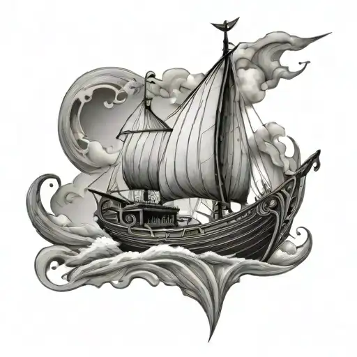 Viking Ship Sailing