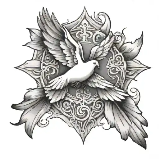 Cross With A Dove Flying