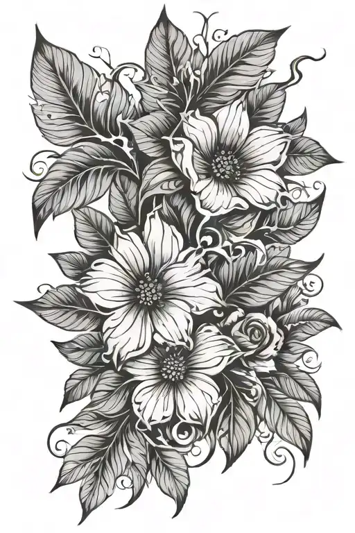 Sleeve That Is Leaves And Flower Themed