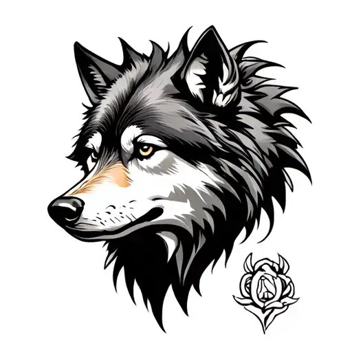 Traditional Wolf Tattoo Design