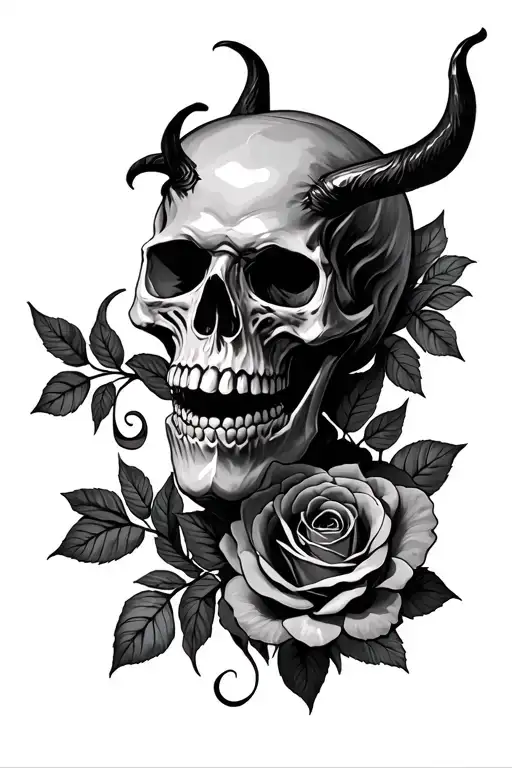Demon Skull With Roses