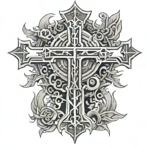 Christ Cross With 777 Symbol Within