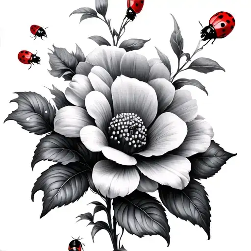 Flowers With Lady Bugs