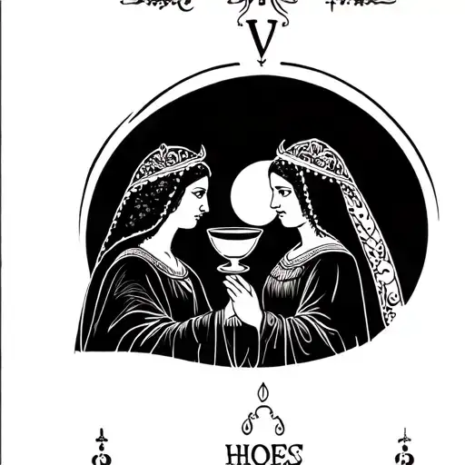 Three Cups Tarot Card Featuring Three Sisters Facing Each Other