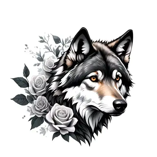 Wolf Blended By Roses