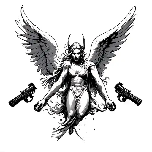 Angels Shooting Demons With Guns