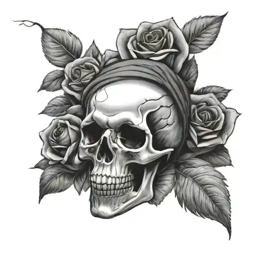 Blindfolded Skull With Roses