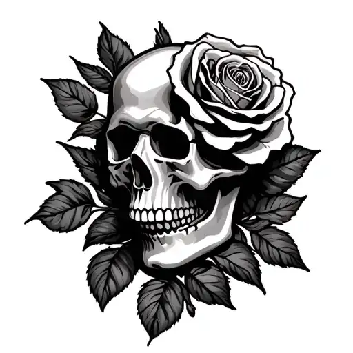 Rose And Skull For Palm