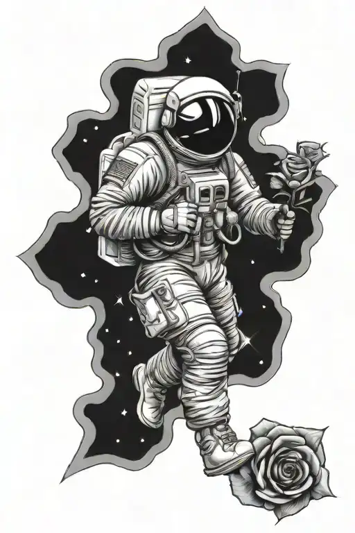 Astronout Carrying Rose