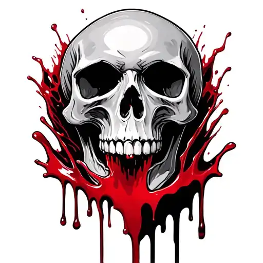 Skull Red Blood Water