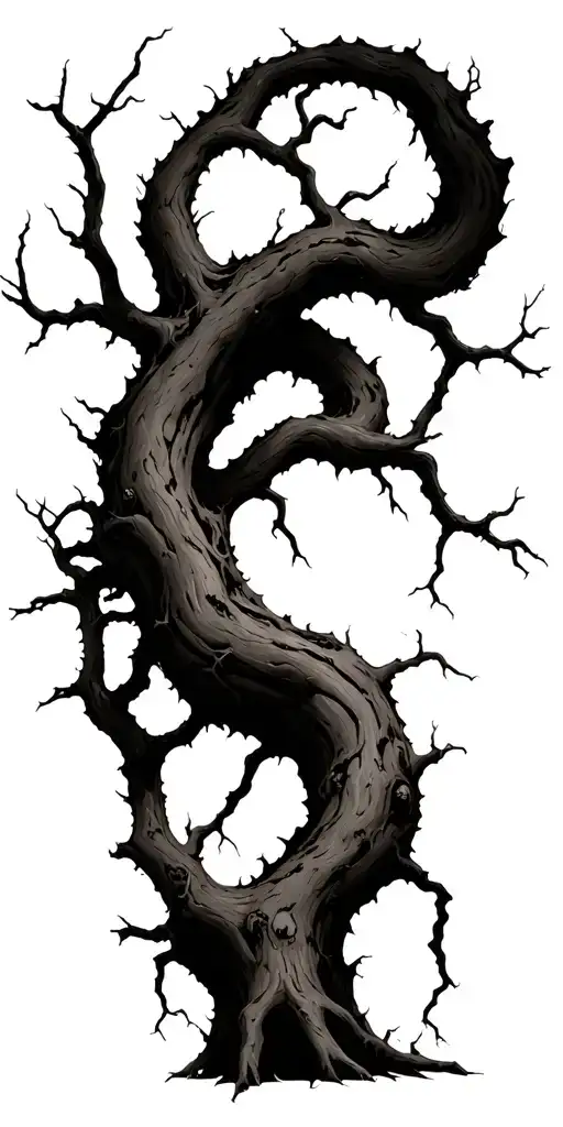 Tall Dead Tree Gnarly Branches Twisted Trunk Rough Bark