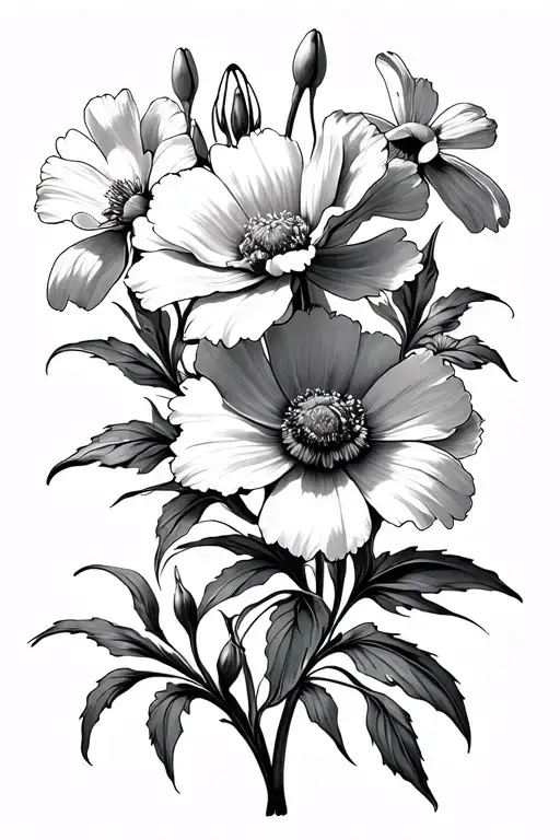 Carnations And Snowdrops And Cosmos Flowers
