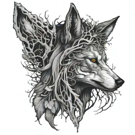 Metamorphosis Wolf Woman And Tree Of Life