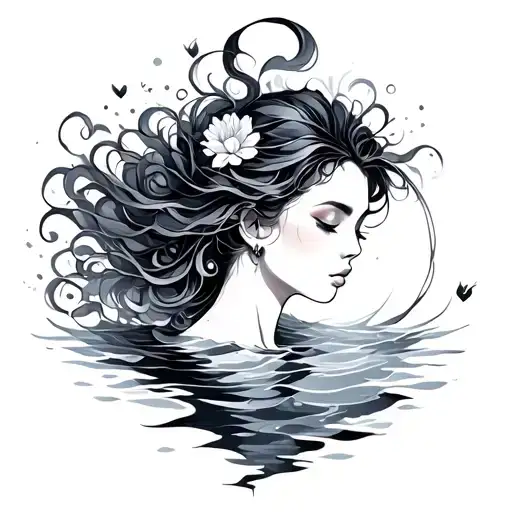 Feminine Energy Floating In Sea