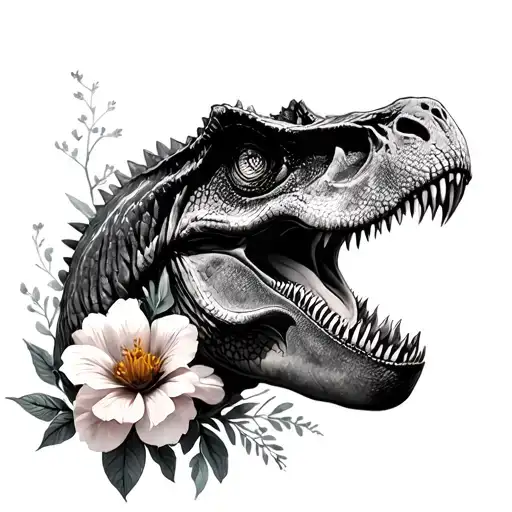 T Rex And Flowers