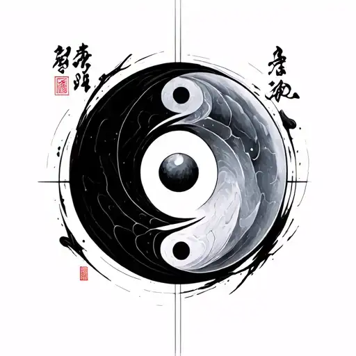 Enso Symbol With Ying Yang Symbol